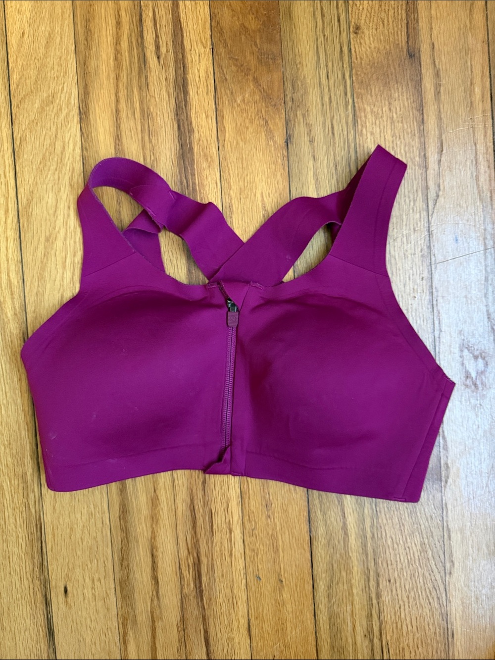 High-Impact Enlite Front-Zip Sports Bra in Deep Magenta